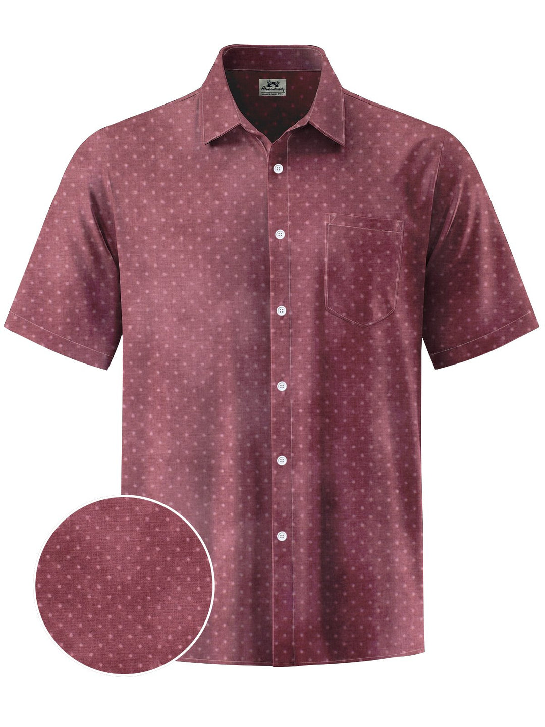 Alohadaddy® Retro Polka Dot Print Art Chest Pocket Men&