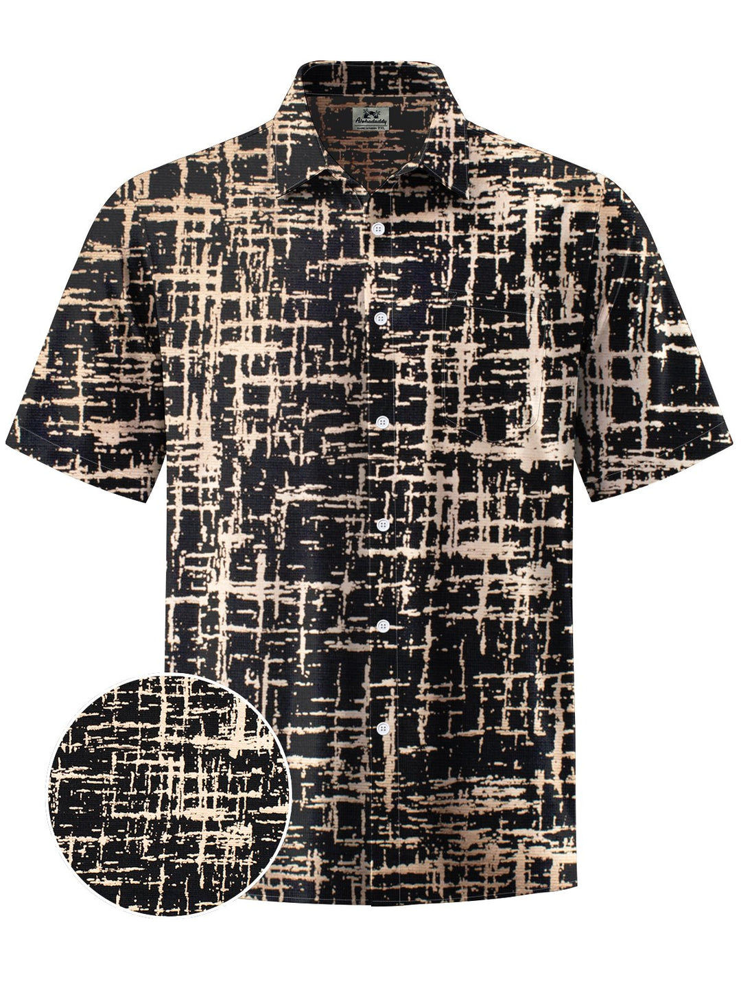 Alohadaddy® Vintage Casual Abstract Art Print Chest Pocket Men&