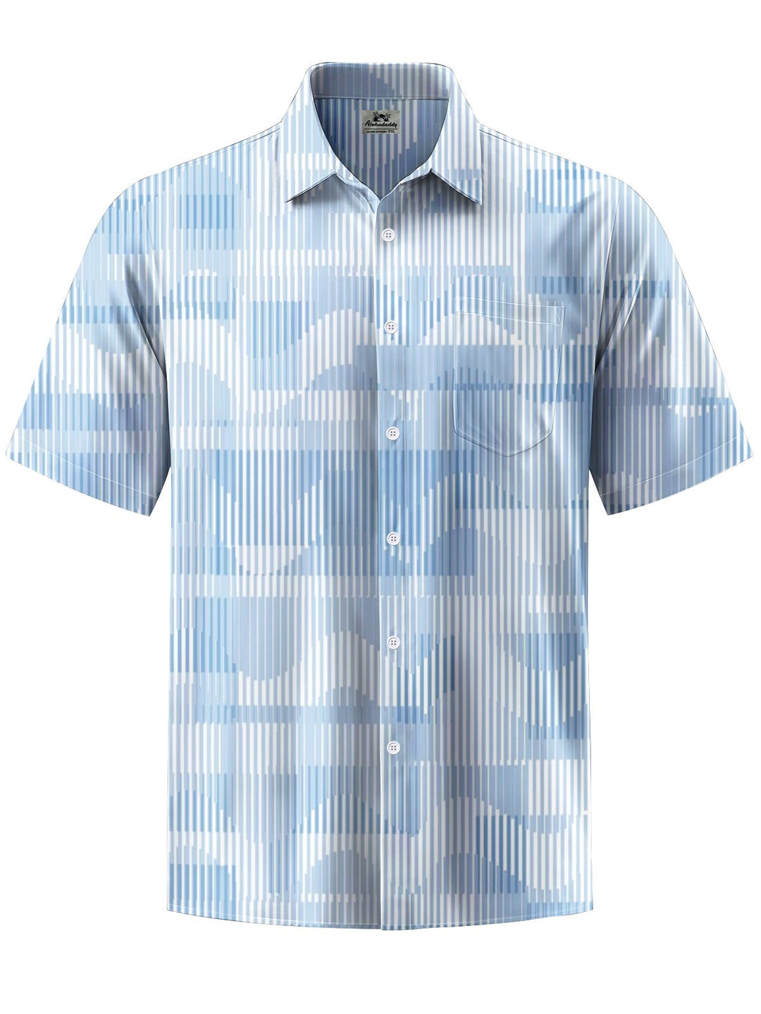 Alohadaddy® Casual Stripe Geometric Art Print Chest Pocket Men&