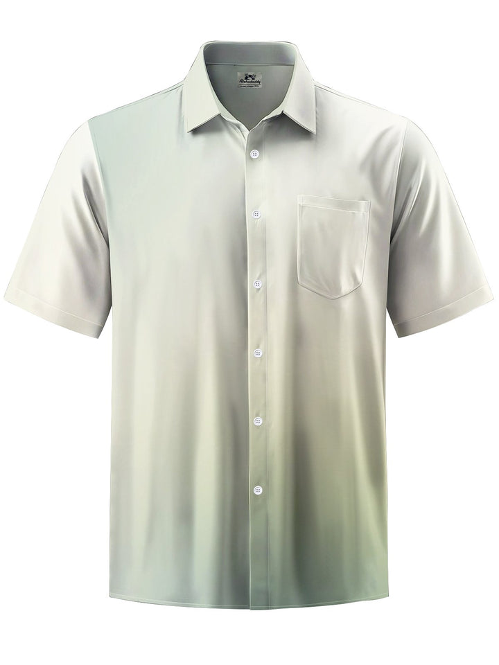Alohadaddy® Casual Basics Gradient Color Print Art Chest Pocket Men Short Sleeve Shirt Big &amp; Tall