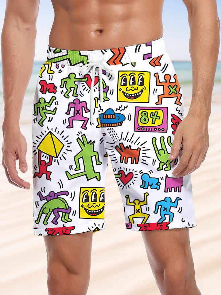 Alohadaddy® Casual Fun Geometric Print Art Drawstring Men&