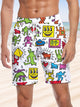 Alohadaddy® Casual Fun Geometric Print Art Drawstring Men's Beach Shorts Big & Tall