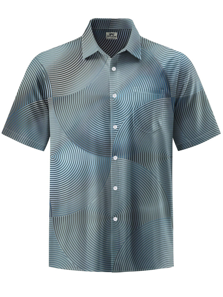 Alohadaddy® Casual Geometric Texture Art Print Chest Pocket Men Short Sleeve Shirt Big &amp; Tall