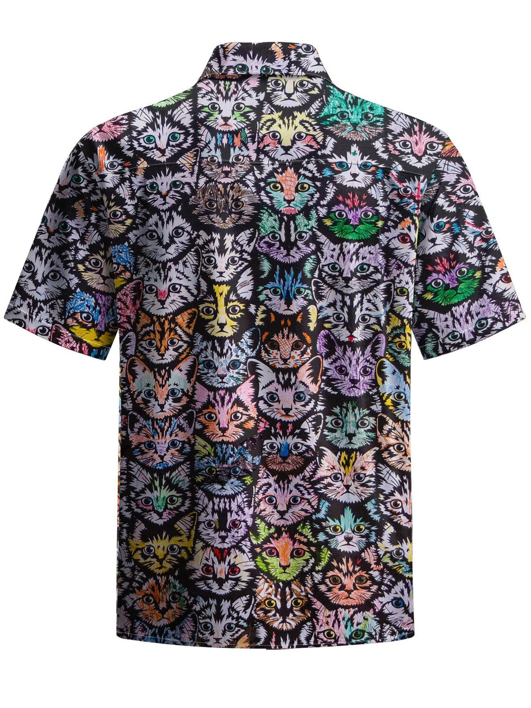 Alohadaddy® Vintage Cat Art Print Chest Pocket Mens Short Sleeve Shirt Big &amp; Tall