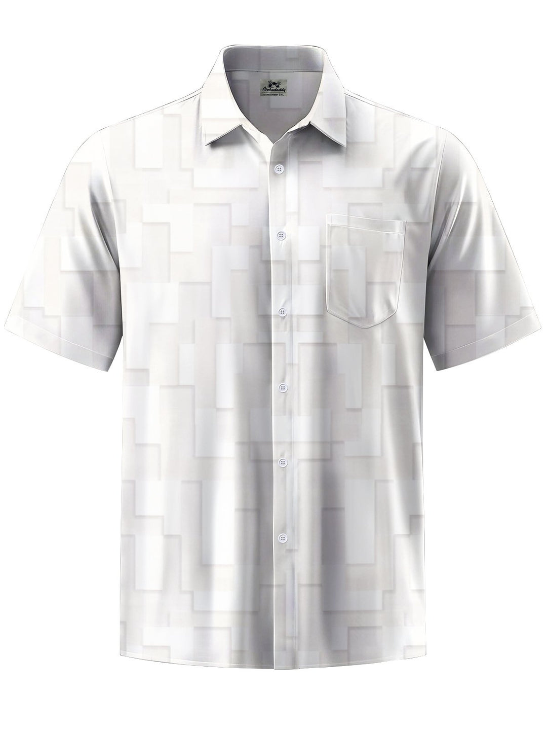 Alohadaddy® Casual Geometric Art Print Chest Pocket Men&