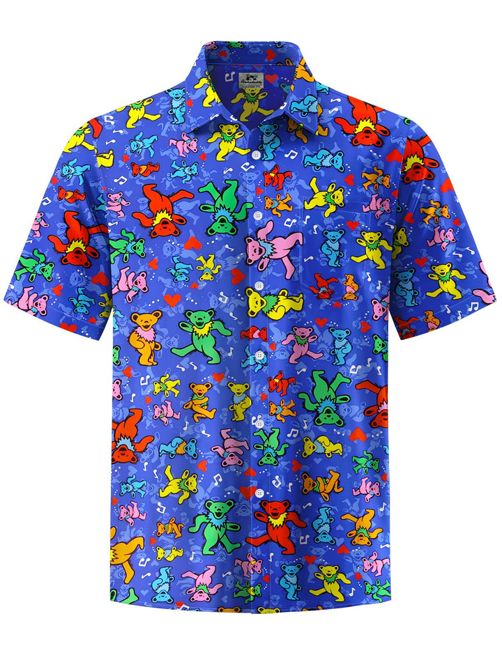 Alohadaddy® Hawaiian Bear Art Print Chest Pocket Men&