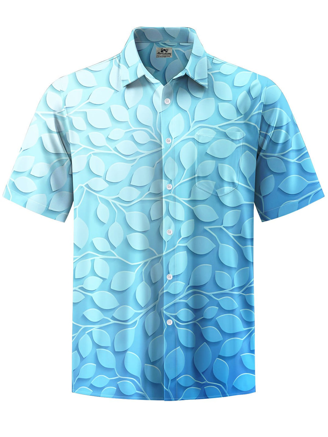 Alohadaddy® Hawaiian Gradient Leaf Art Print Chest Pocket Men&