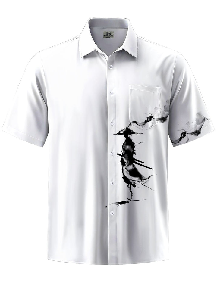 Alohadaddy® Casual Painting Knight Print Art Chest Pocket Men&