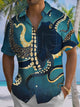 Alohadaddy® Vintage Octopus Art Print Chest Pocket Men's Short Sleeve Shirt Big & Tall