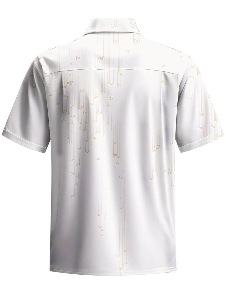 Alohadaddy® Casual Stripe Geometric Art Print Chest Pocket Men&