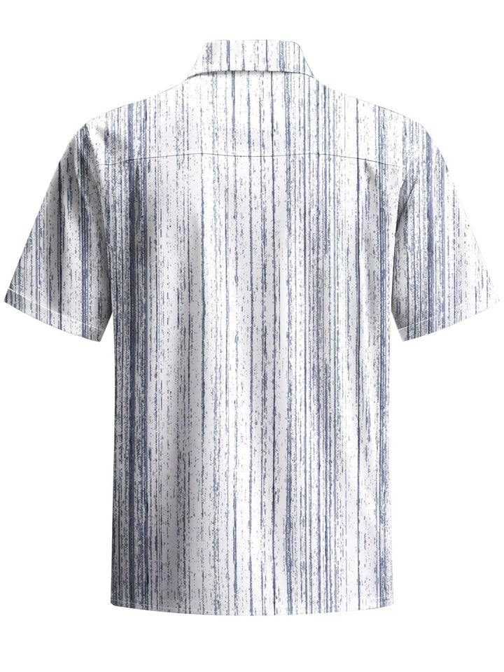 Alohadaddy® Casual Stripe Art Print Chest Pocket Stretch Men&