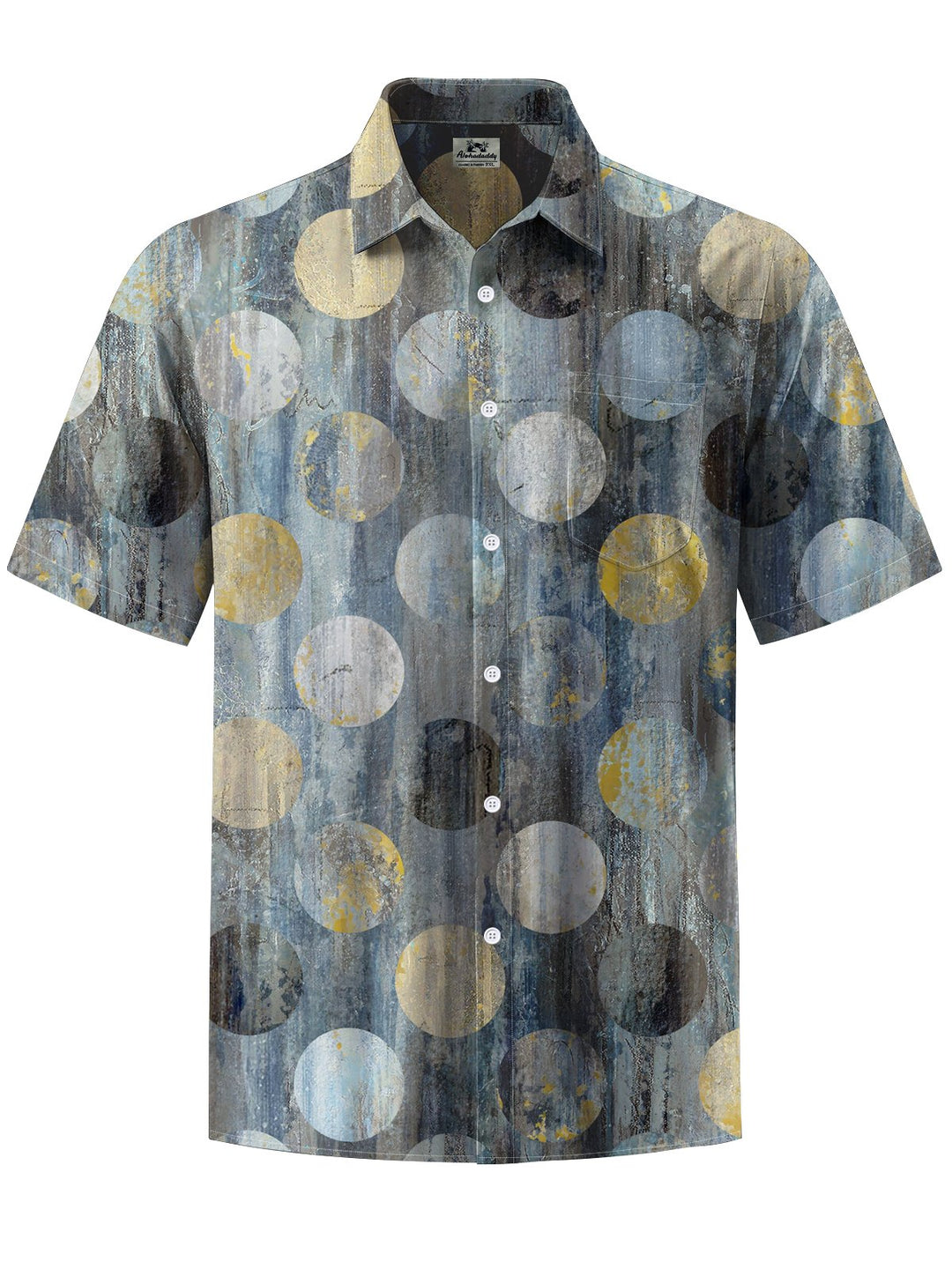 Alohadaddy® Retro Geometric Art Print Chest Pocket Stretch Men&