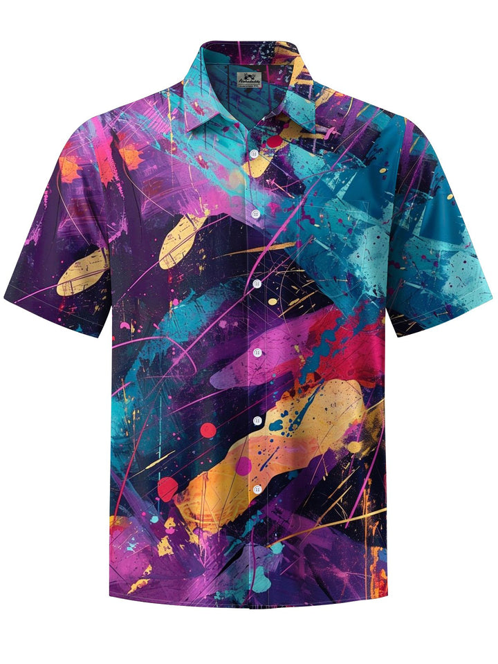 Alohadaddy® Vintage Abstract Art Print Chest Pocket Men&