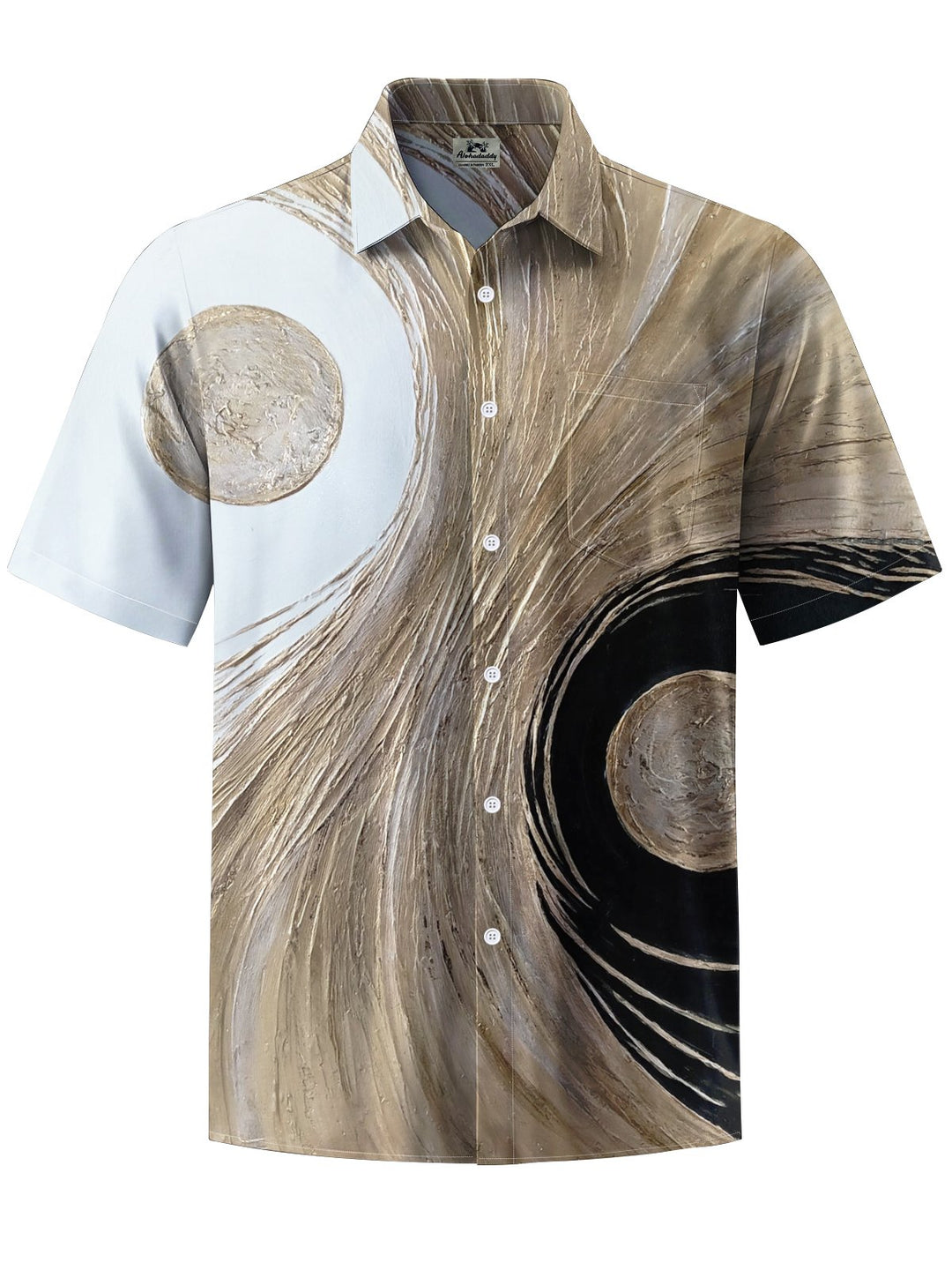 Alohadaddy® Casual Abstract Art Print Chest Pocket Stretch Men&