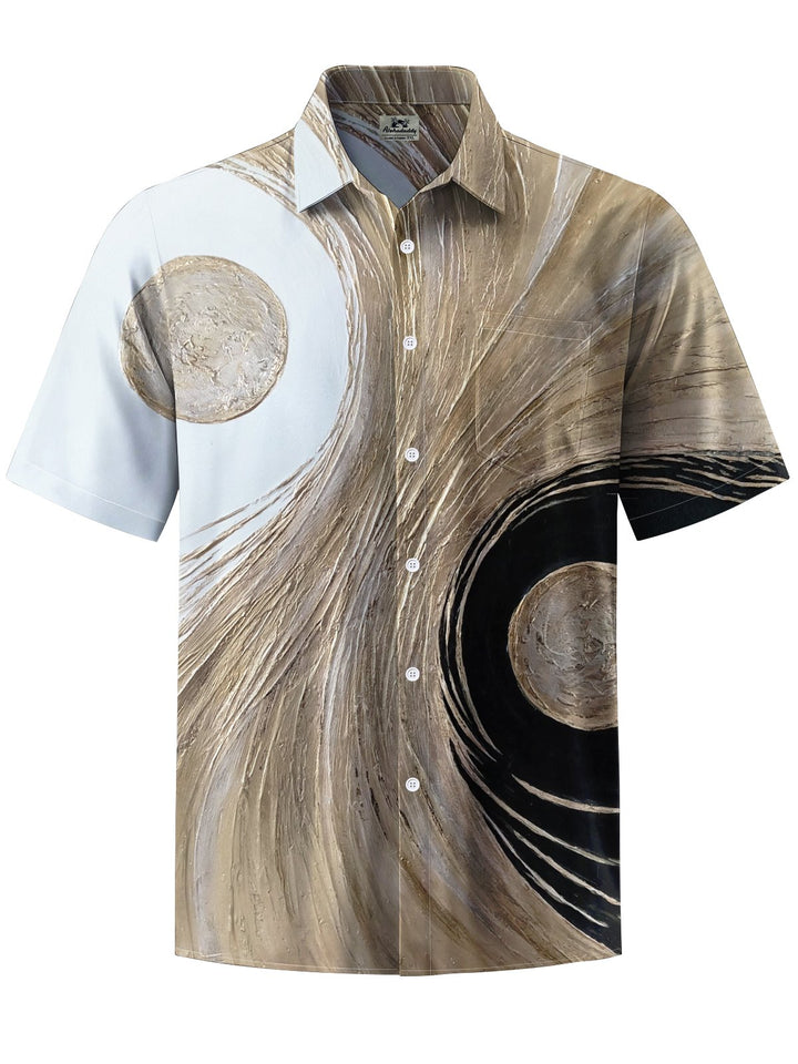Alohadaddy® Casual Abstract Art Print Chest Pocket Stretch Men&