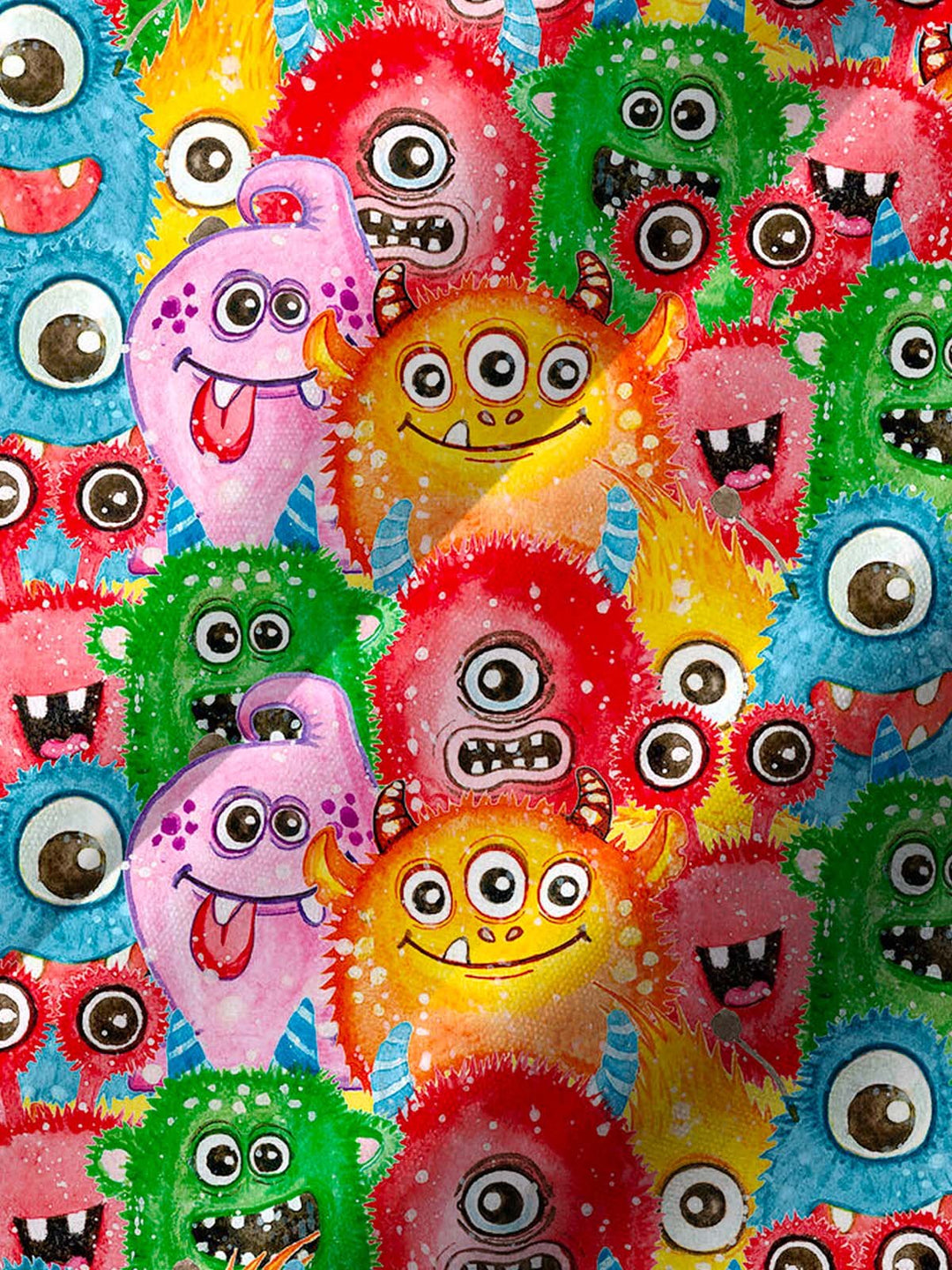 Alohadaddy® Casual Monster Art Print Chest Pocket Stretch Men&