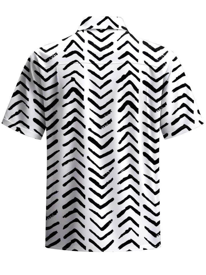 Alohadaddy® Casual Stripe Art Print Chest Pocket Men&