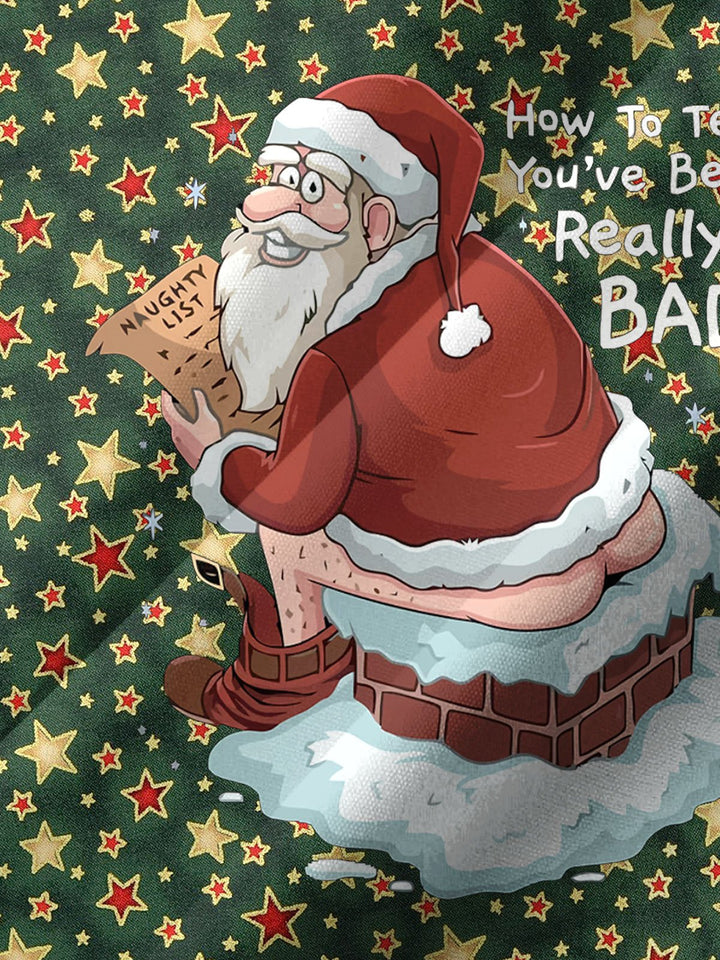 Alohadaddy® Holiday Christmas Santa Claus Print Pocket Stretch Men&