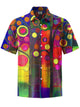Alohadaddy® Retro Geometric Art Print Pocket Stretch Men's Short Sleeve Shirt Big & Tall