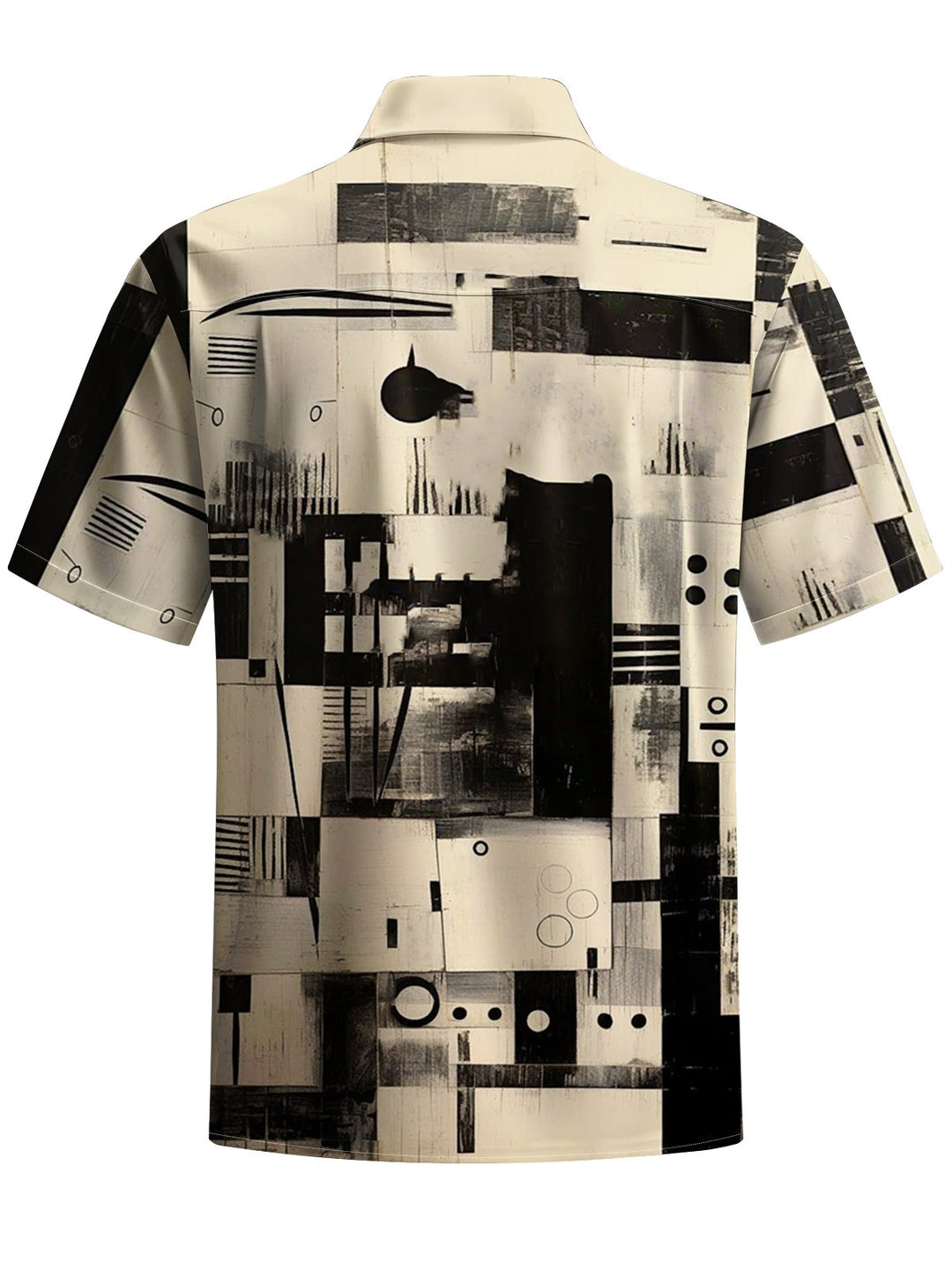 Alohadaddy® Retro Geometric Graffiti Print Stretch Pocket Button Men&