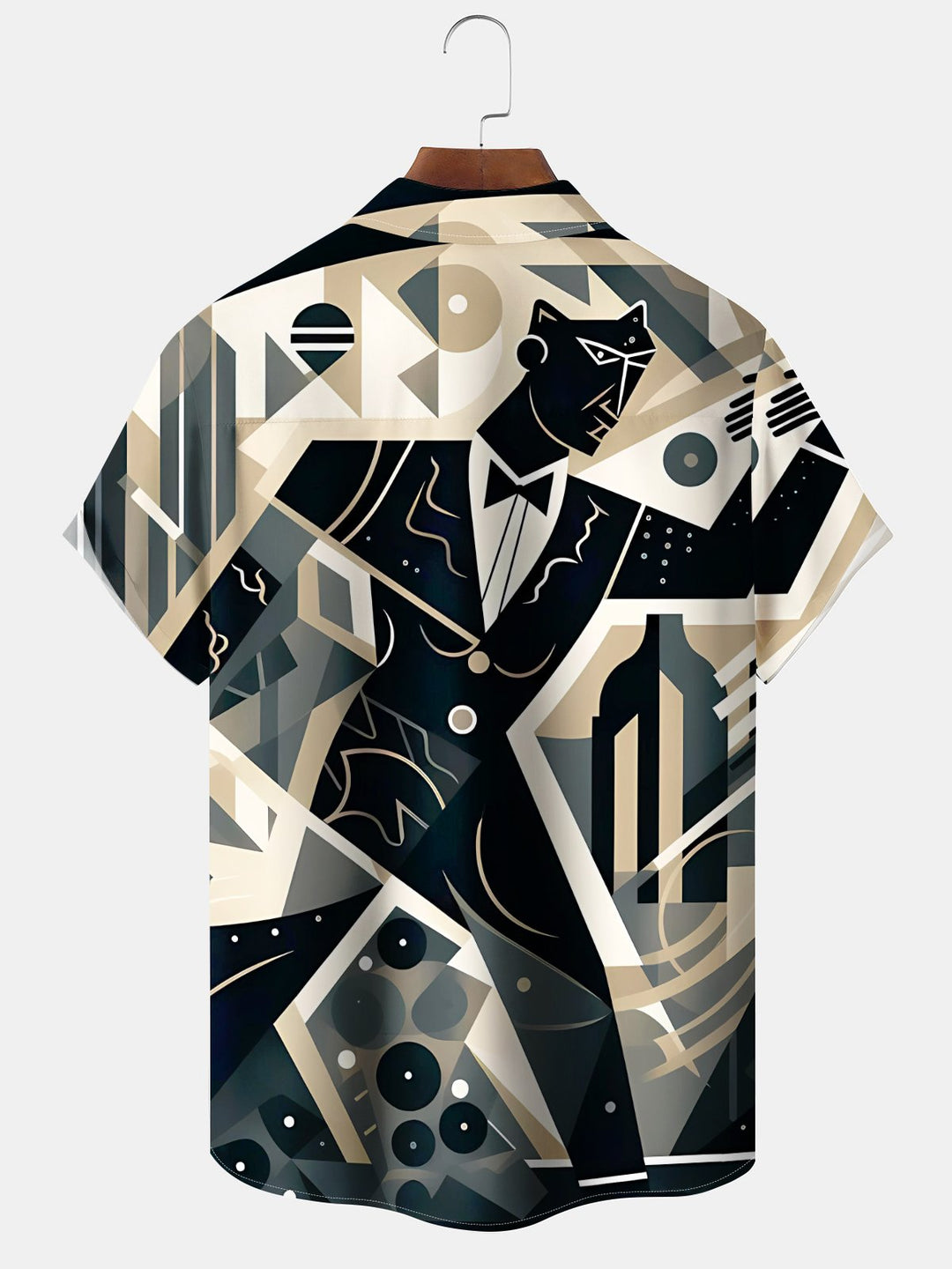 Alohadaddy® Retro Geometric Atom Print Pocket Elastic Button Men&