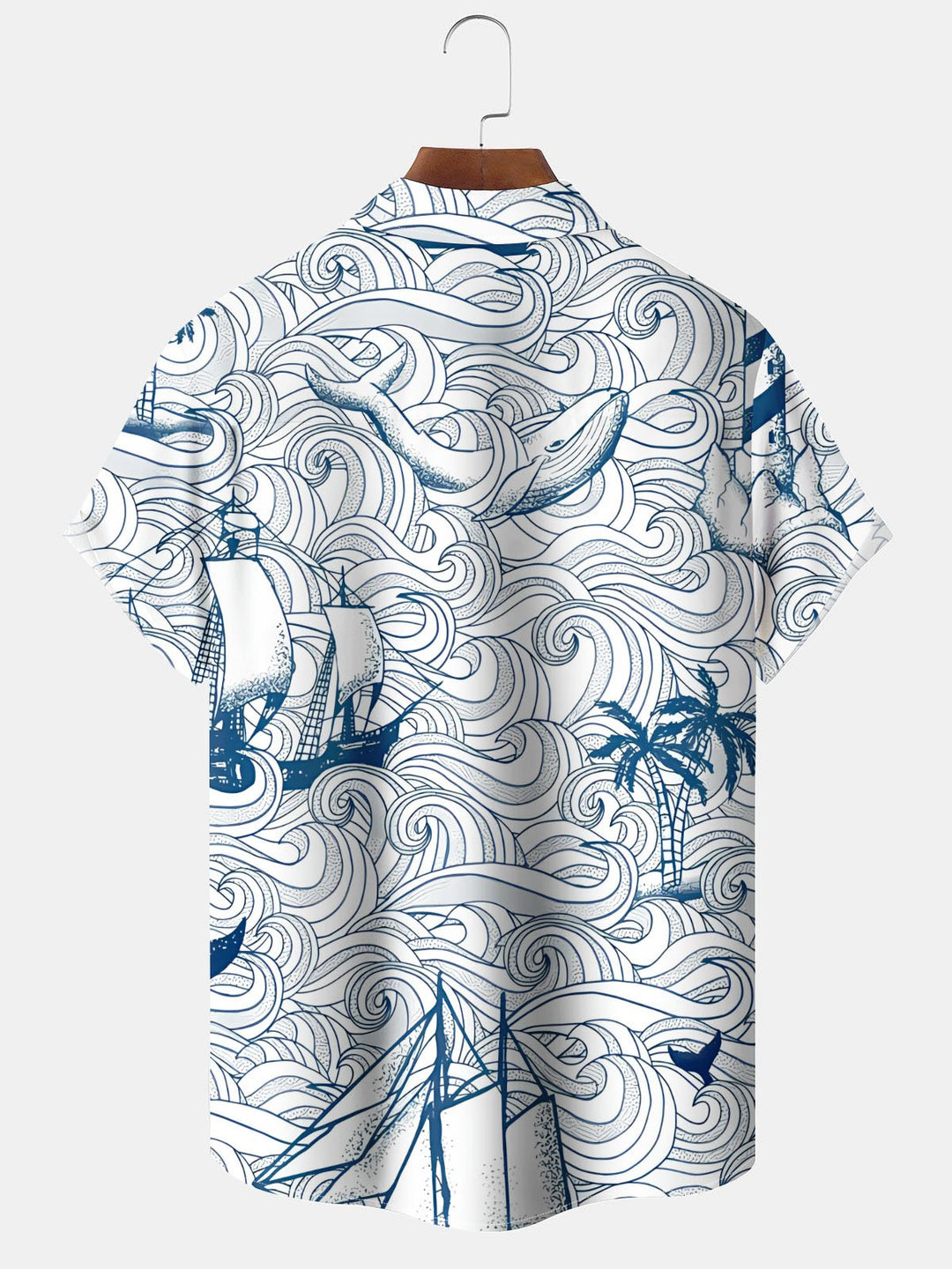Alohadaddy® Vintage Ukiyo-e Sailboat Print Pocket Stretch Men&