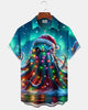 Alohadaddy® Christmas Octopus Print Men's Short Sleeve Shirt with Elastic Buttons and Pockets Big & Tall