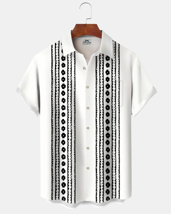 Alohadaddy® Casual Stripe Print Button Pocket Stretch Men&
