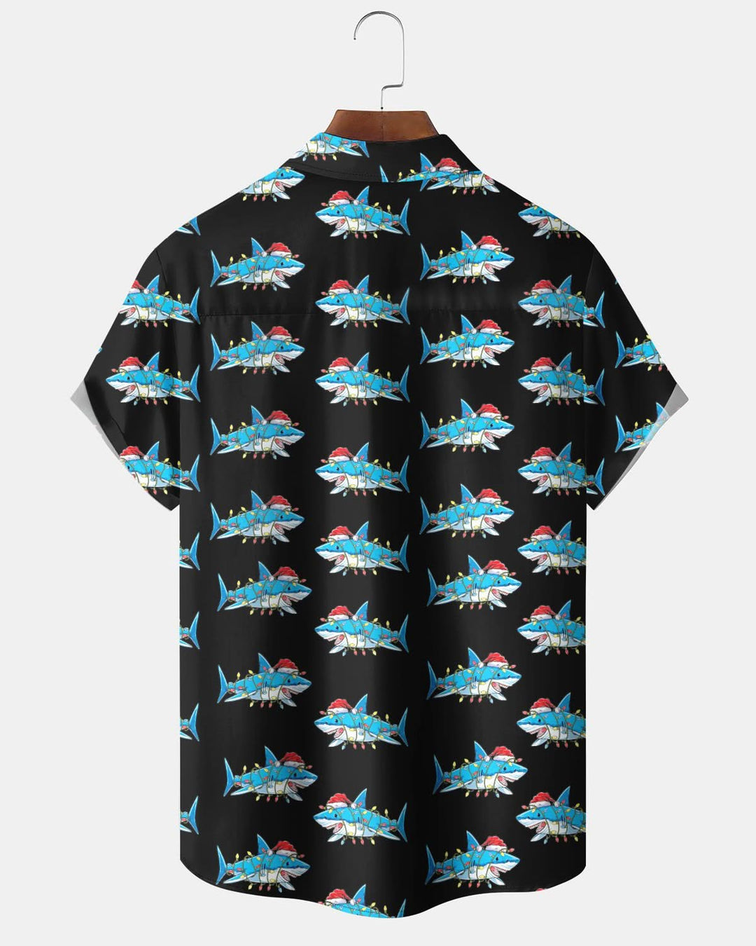 Alohadaddy® Christmas Shark Art Print Pocket Elastic Button Men&