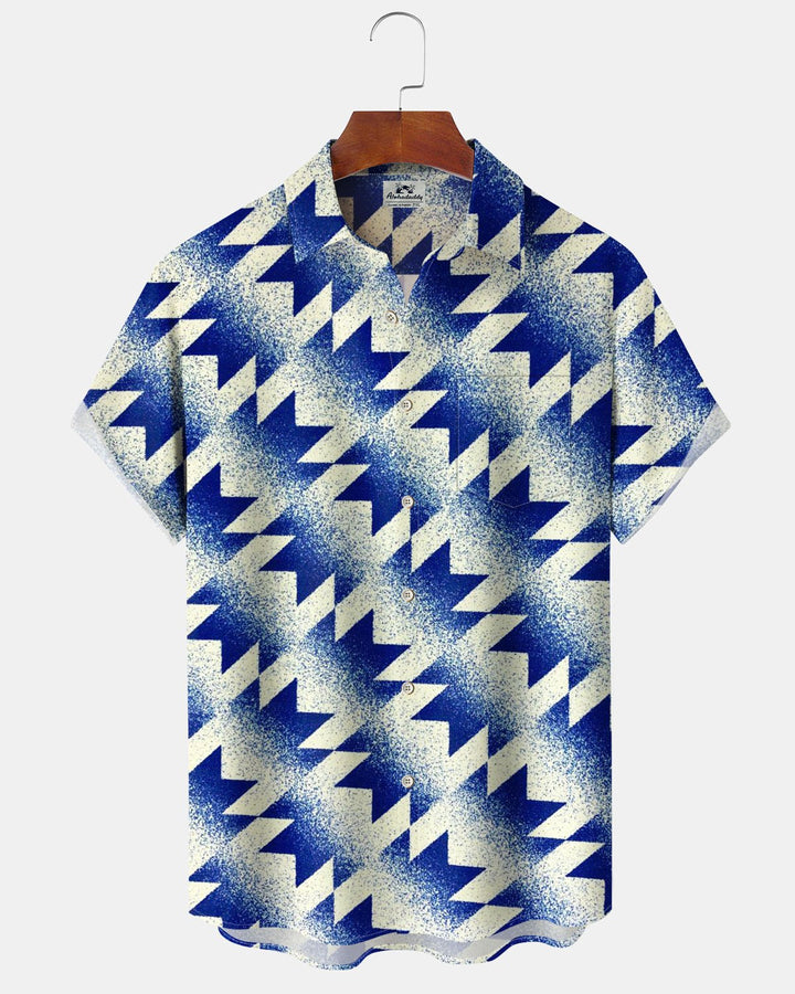 Alohadaddy® Casual Geometric Print Art Button Stretch Pocket Men&