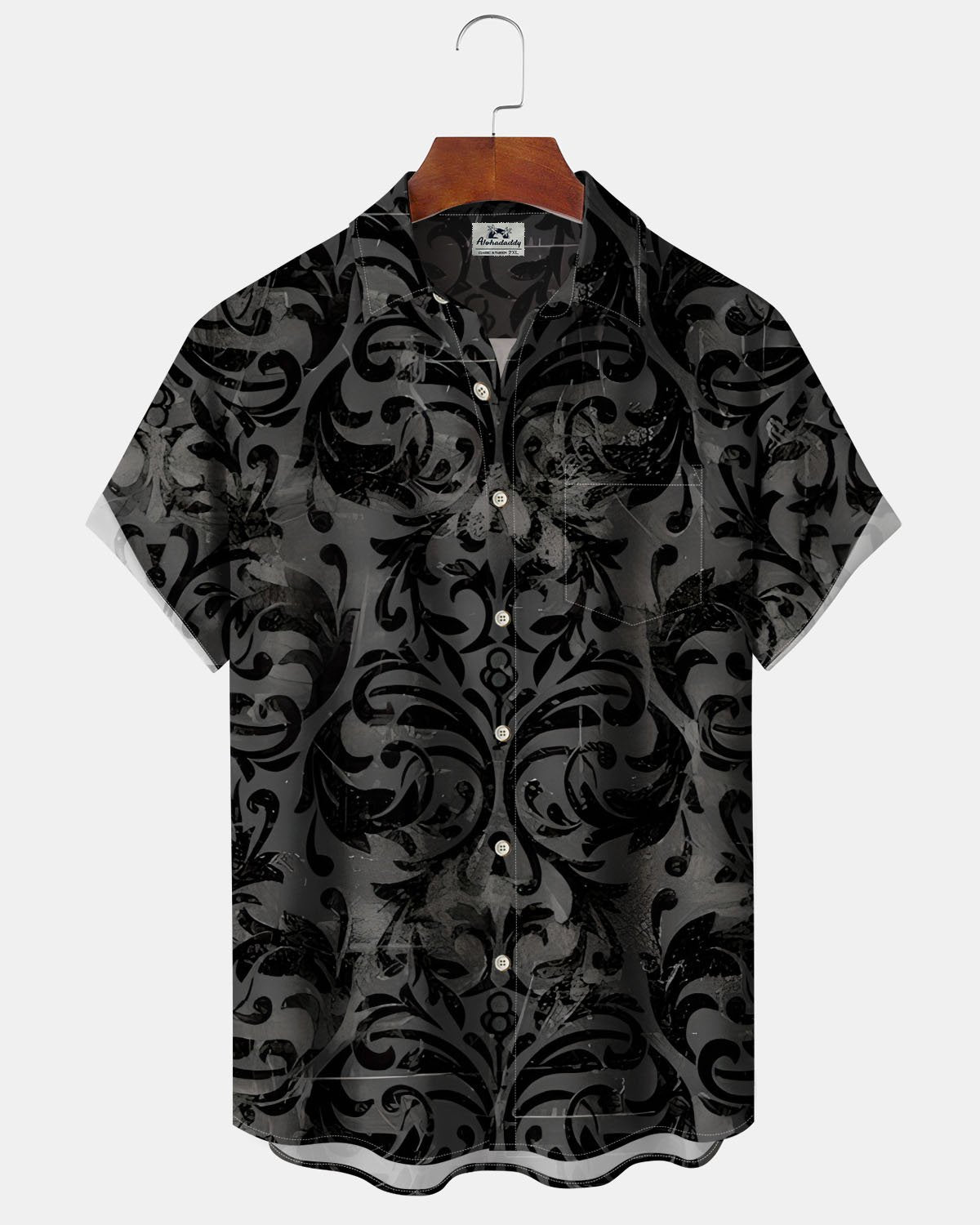 Alohadaddy® Vintage Baroque Print Art Button Pocket Cardigan Men's Short Sleeve Shirt Big & Tall