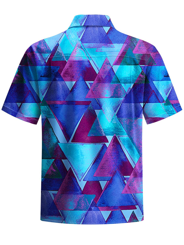 Alohadaddy® Hawaii Casual Geometric Print Chest Pocket Stretch Men&