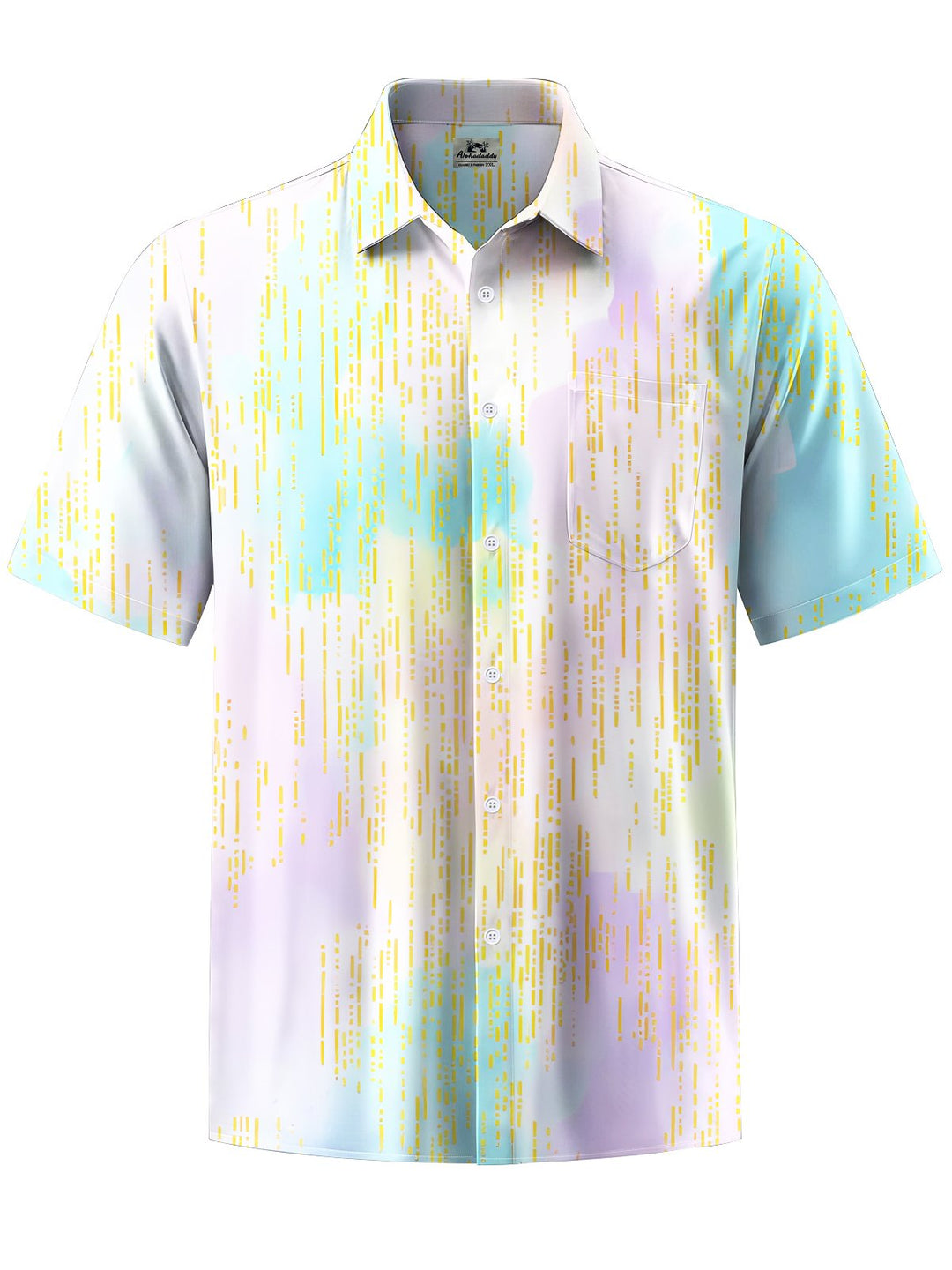 Alohadaddy® Hawaiian Stripe Smudge Art Print Chest Pocket Men&