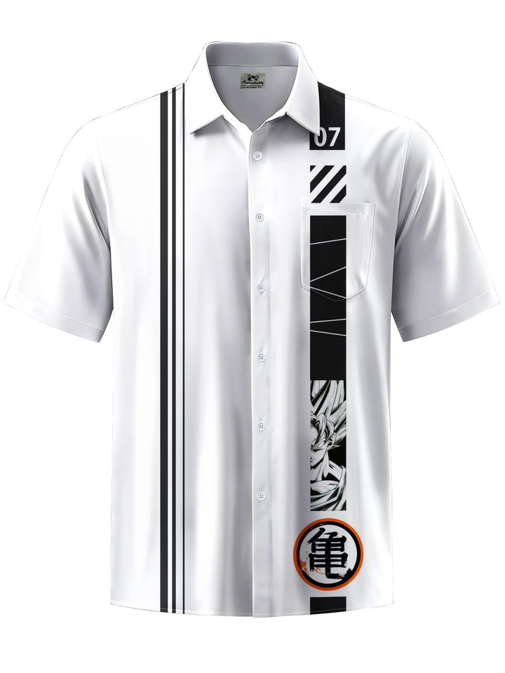 Alohadaddy® Casual Stripe Art Print Chest Pocket Men&
