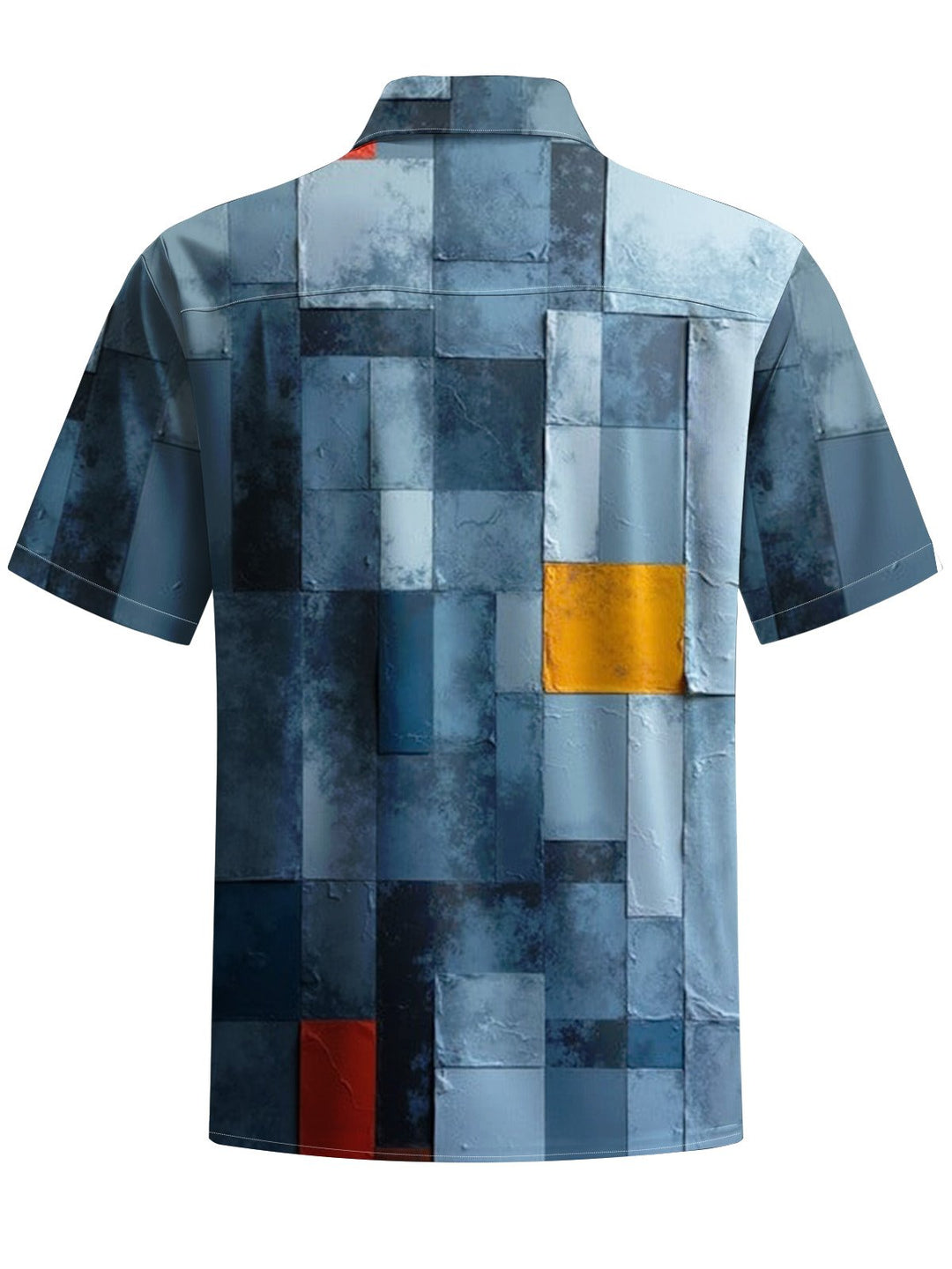Alohadaddy® Casual Geometric Art Print Chest Pocket Men&