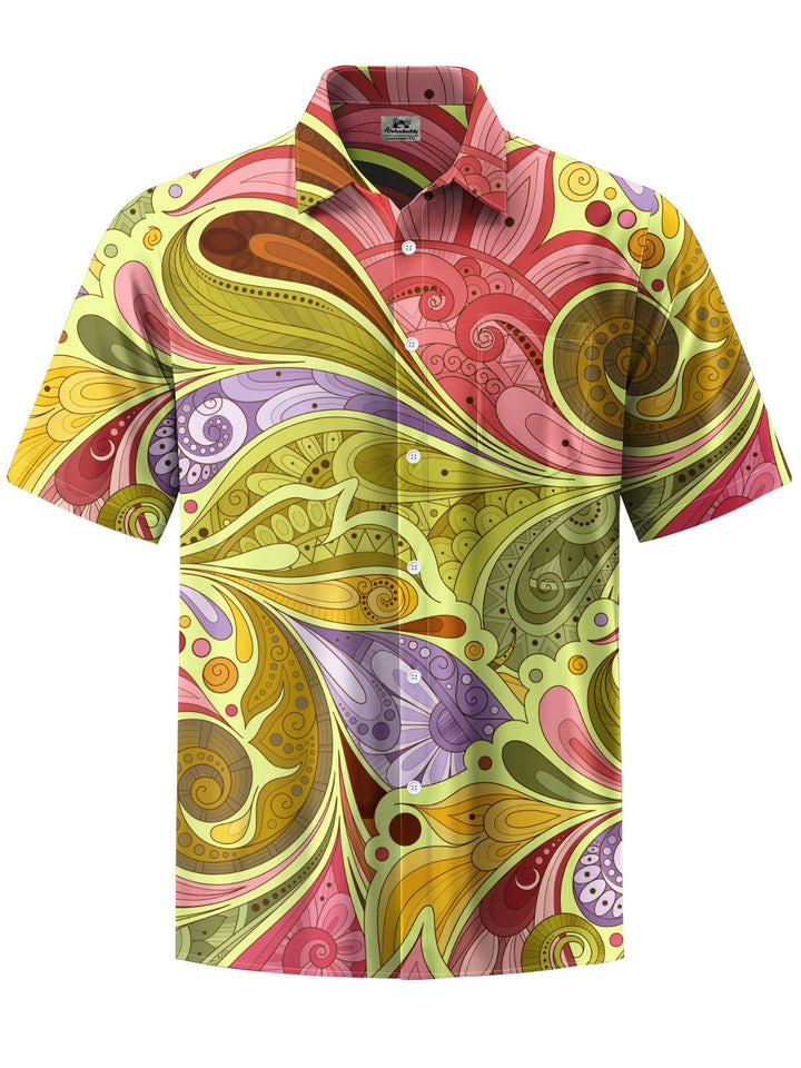Alohadaddy® Casual Paisley Art Print Chest Pocket Men&