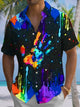 Alohadaddy® Casual Graffiti Palm Art Print Chest Pocket Men's Short Sleeve Shirt Big & Tall