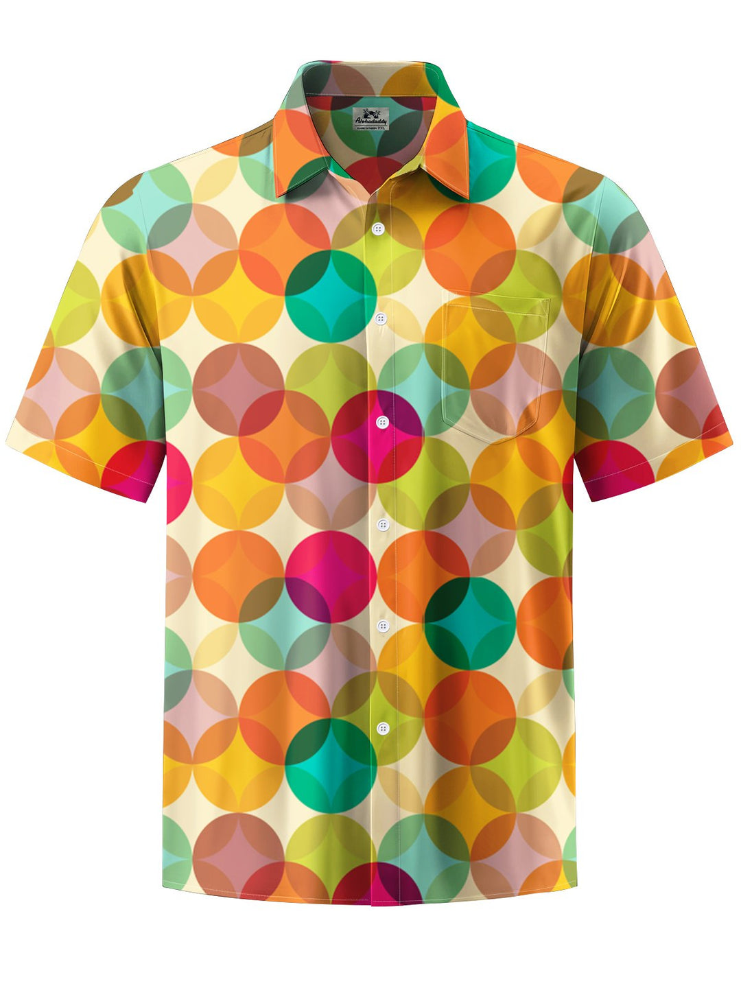 Alohadaddy® Casual Geometric Art Print Chest Pocket Men&