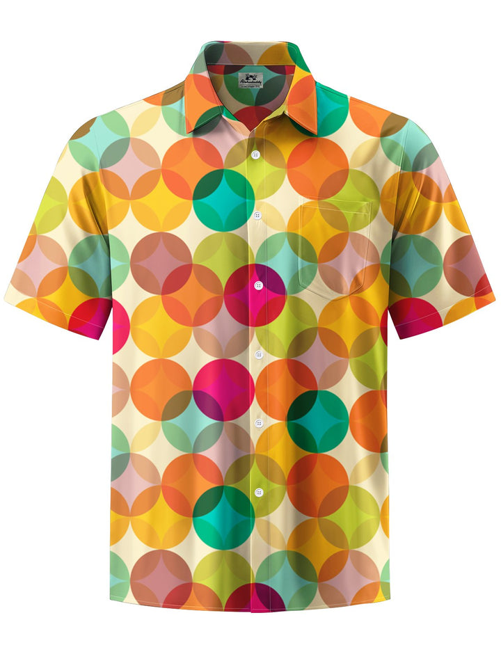 Alohadaddy® Casual Geometric Art Print Chest Pocket Men&