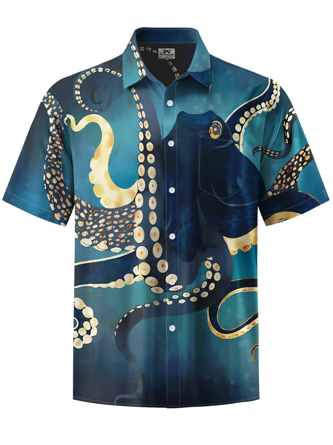 Alohadaddy® Vintage Octopus Art Print Chest Pocket Men&