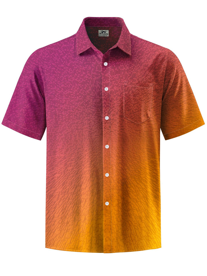 Alohadaddy® Casual Ombre Art Print Chest Pocket Men&