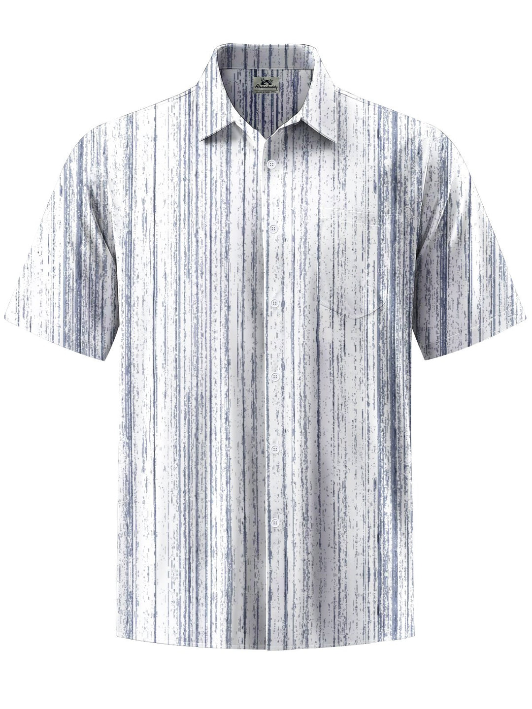Alohadaddy® Casual Stripe Art Print Chest Pocket Stretch Men&