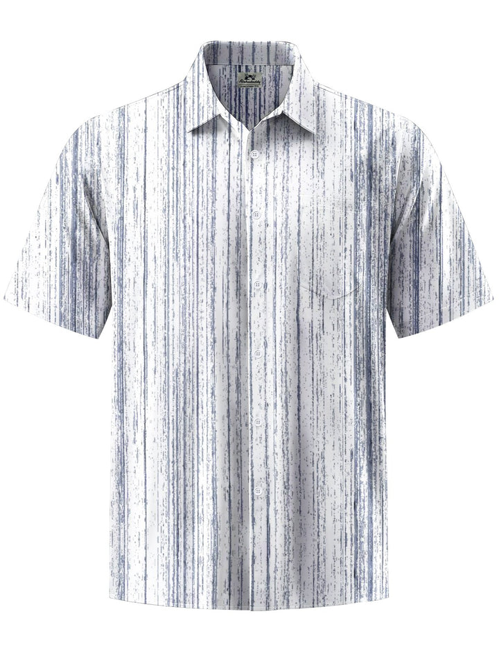 Alohadaddy® Casual Stripe Art Print Chest Pocket Stretch Men&