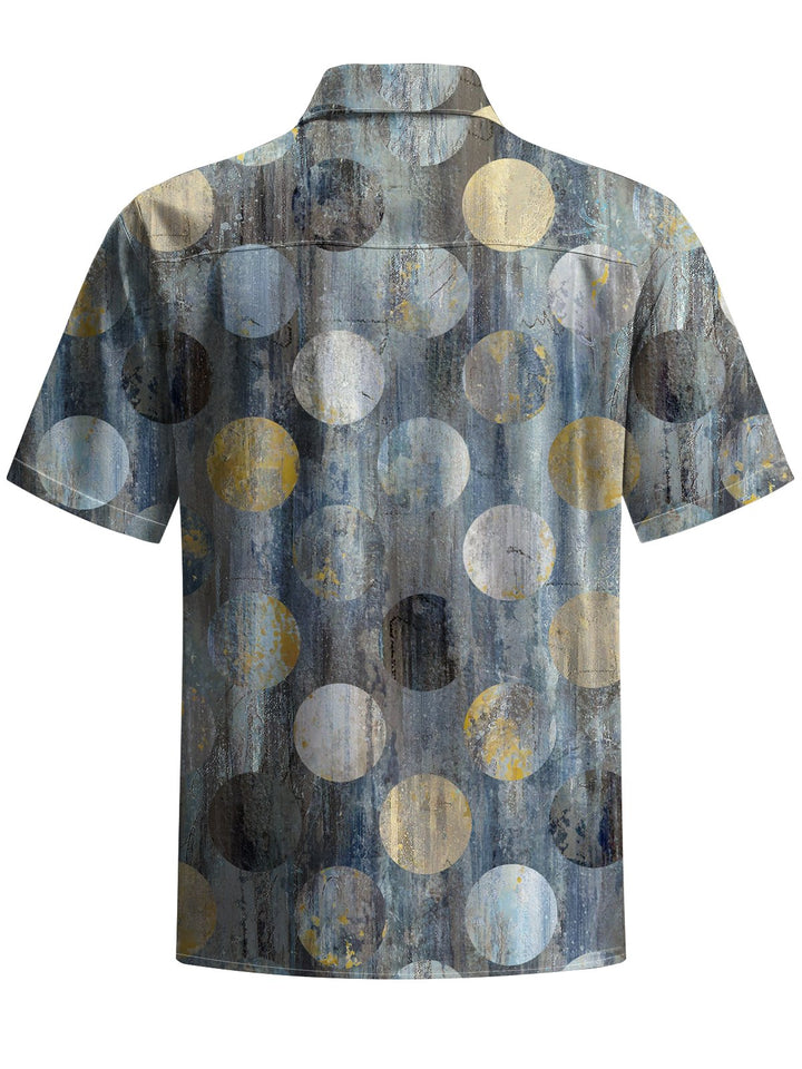 Alohadaddy® Retro Geometric Art Print Chest Pocket Stretch Men&