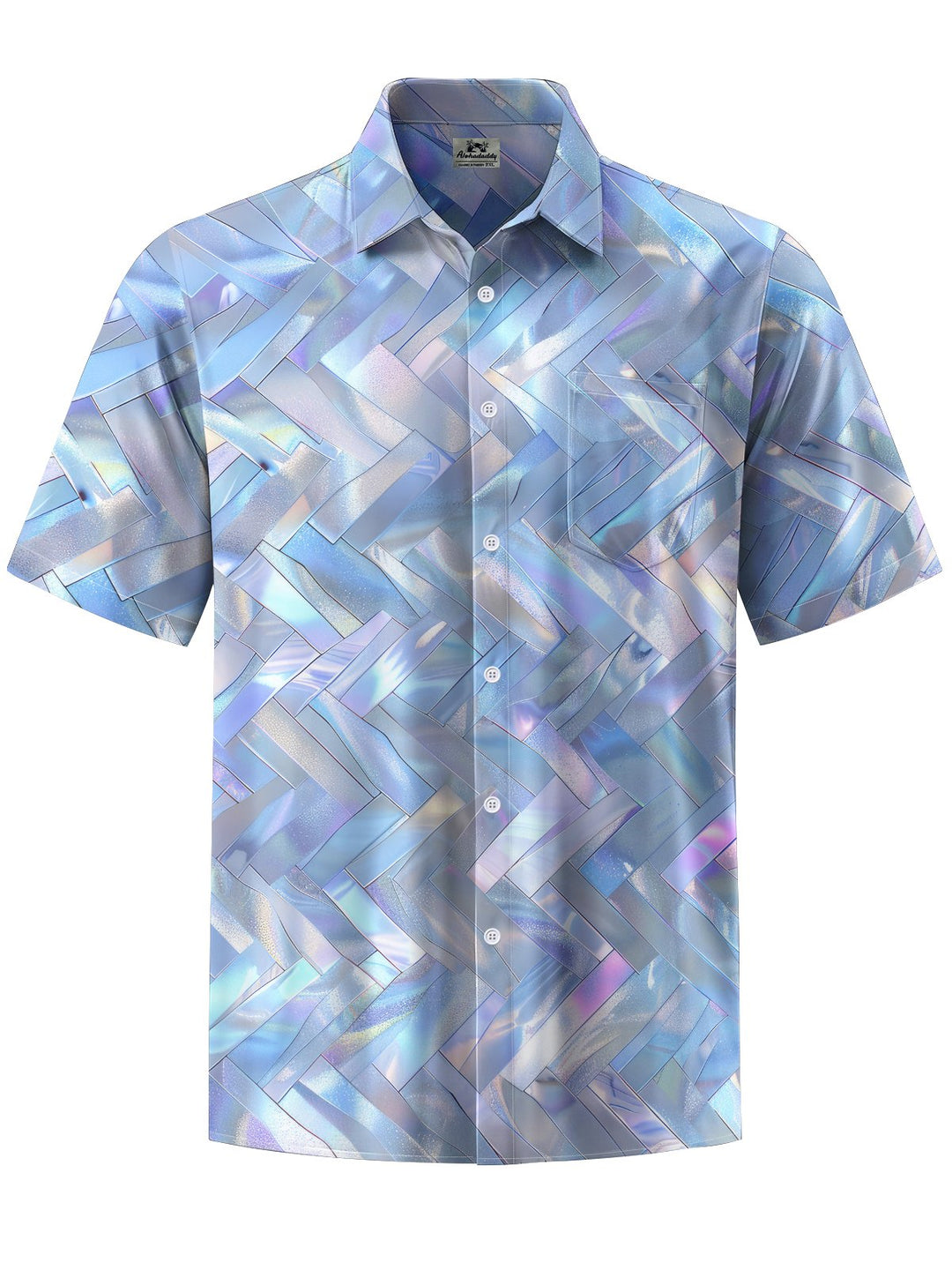 Alohadaddy® Hawaiian Geometric Art Print Chest Pocket Men&