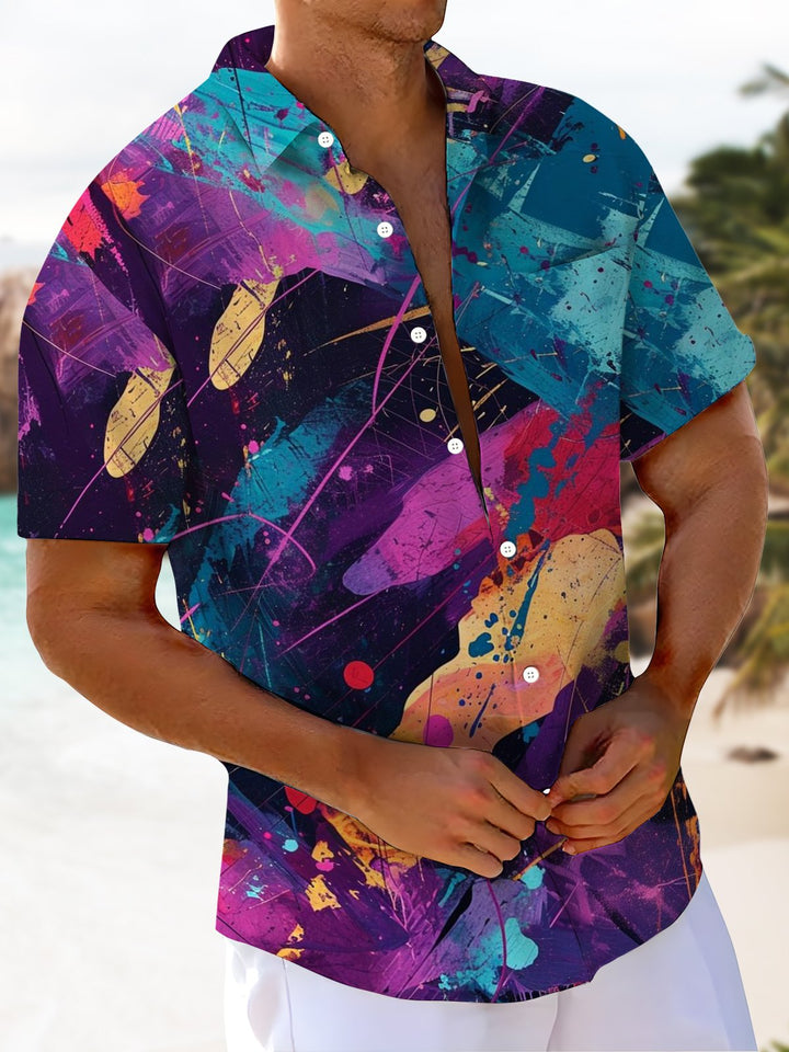 Alohadaddy® Vintage Abstract Art Print Chest Pocket Men&