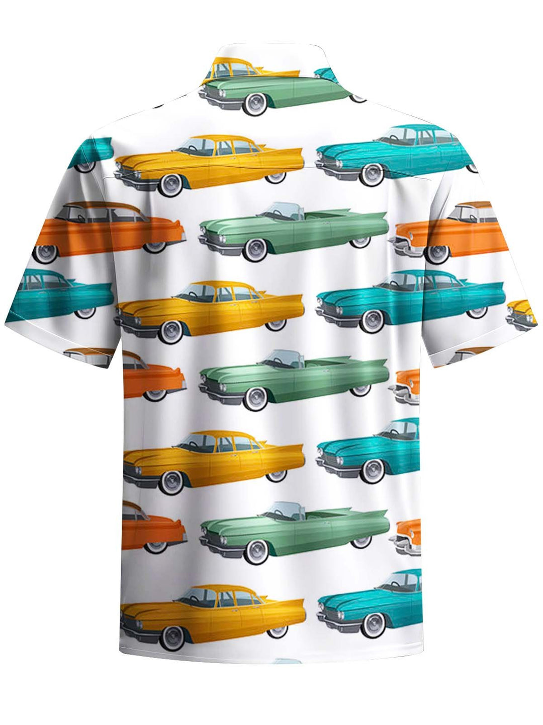 Alohadaddy® Casual Vintage Car Art Print Chest Pocket Men&