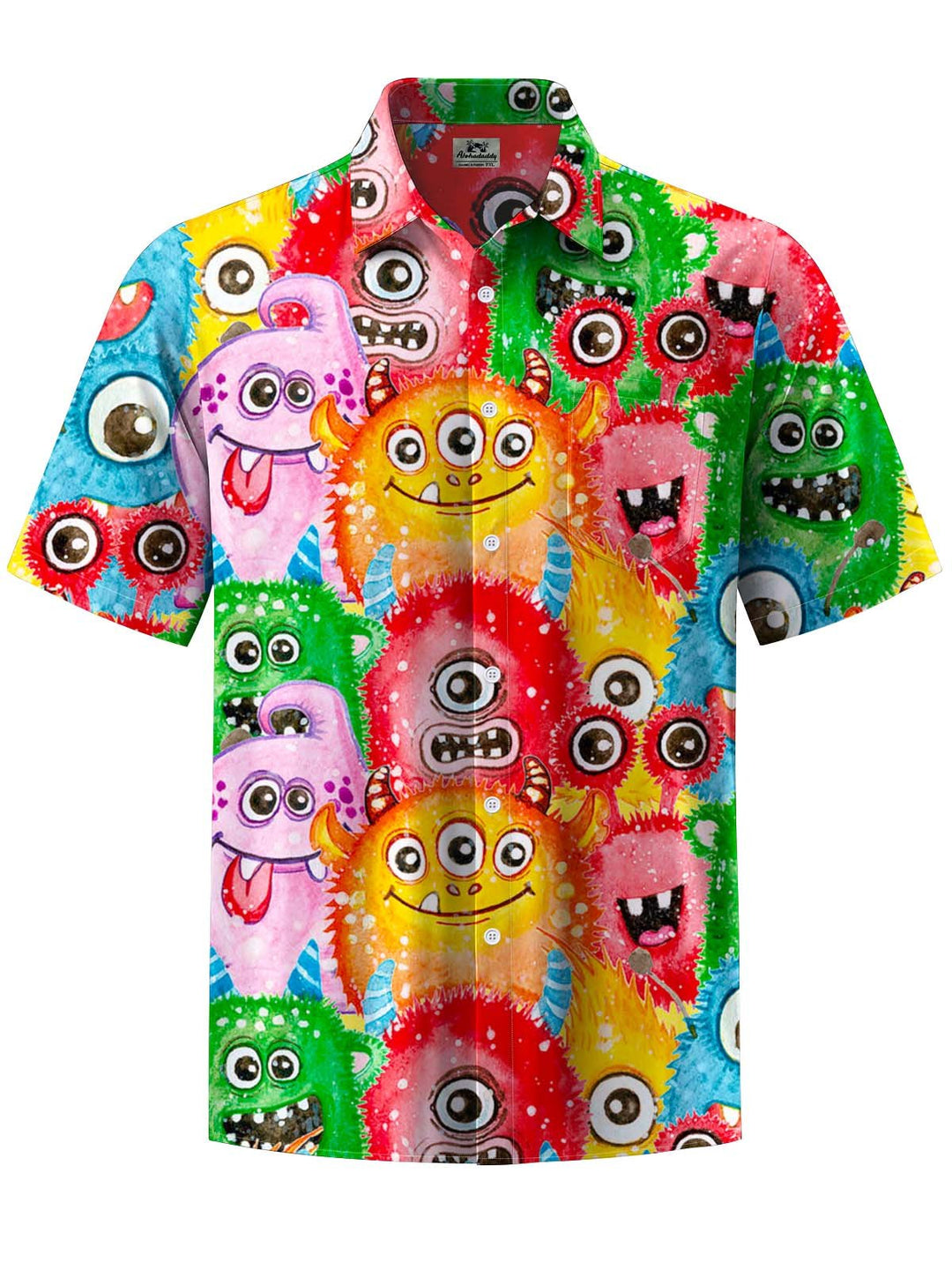 Alohadaddy® Casual Monster Art Print Chest Pocket Stretch Men&