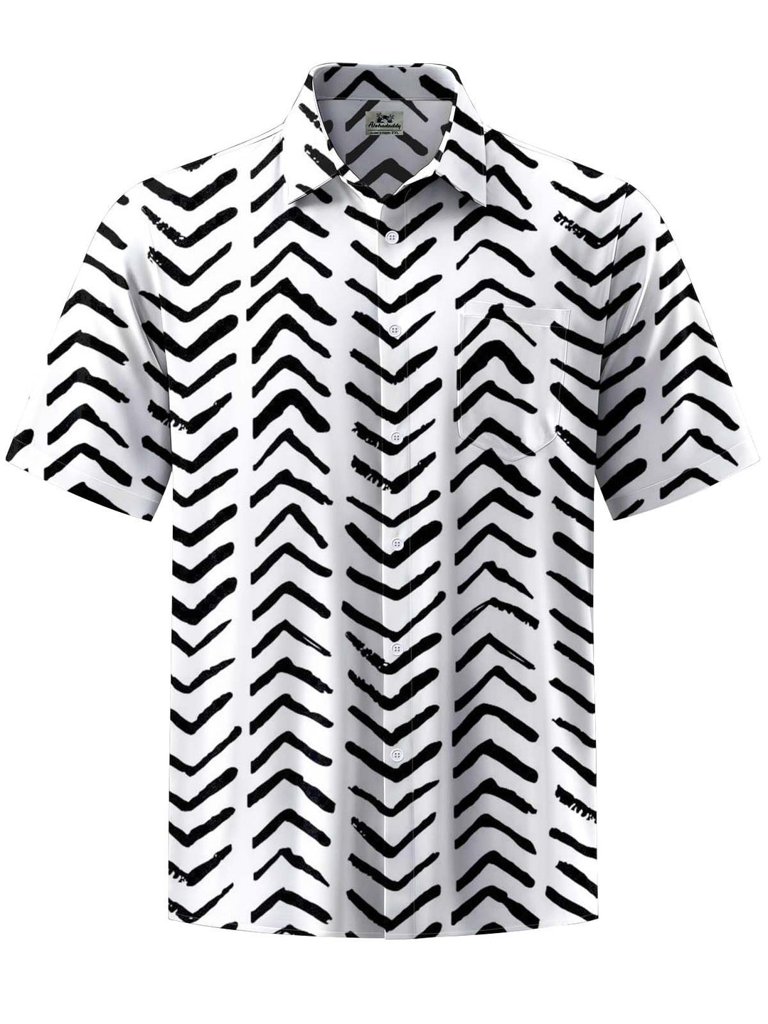 Alohadaddy® Casual Stripe Art Print Chest Pocket Men&