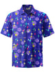 Alohadaddy® Casual Geometric Art Print Stretch Pocket Men's Short Sleeve Shirt Big & Tall